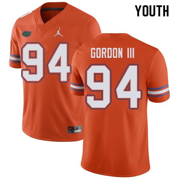 Jordan Brand Youth #94 Moses Gordon III Florida Gators College Football Jersey Orange